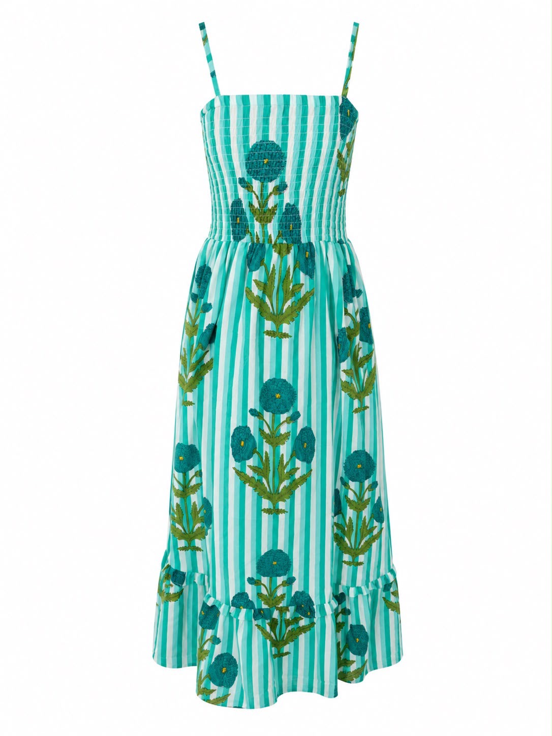 Vestido flores turquesa