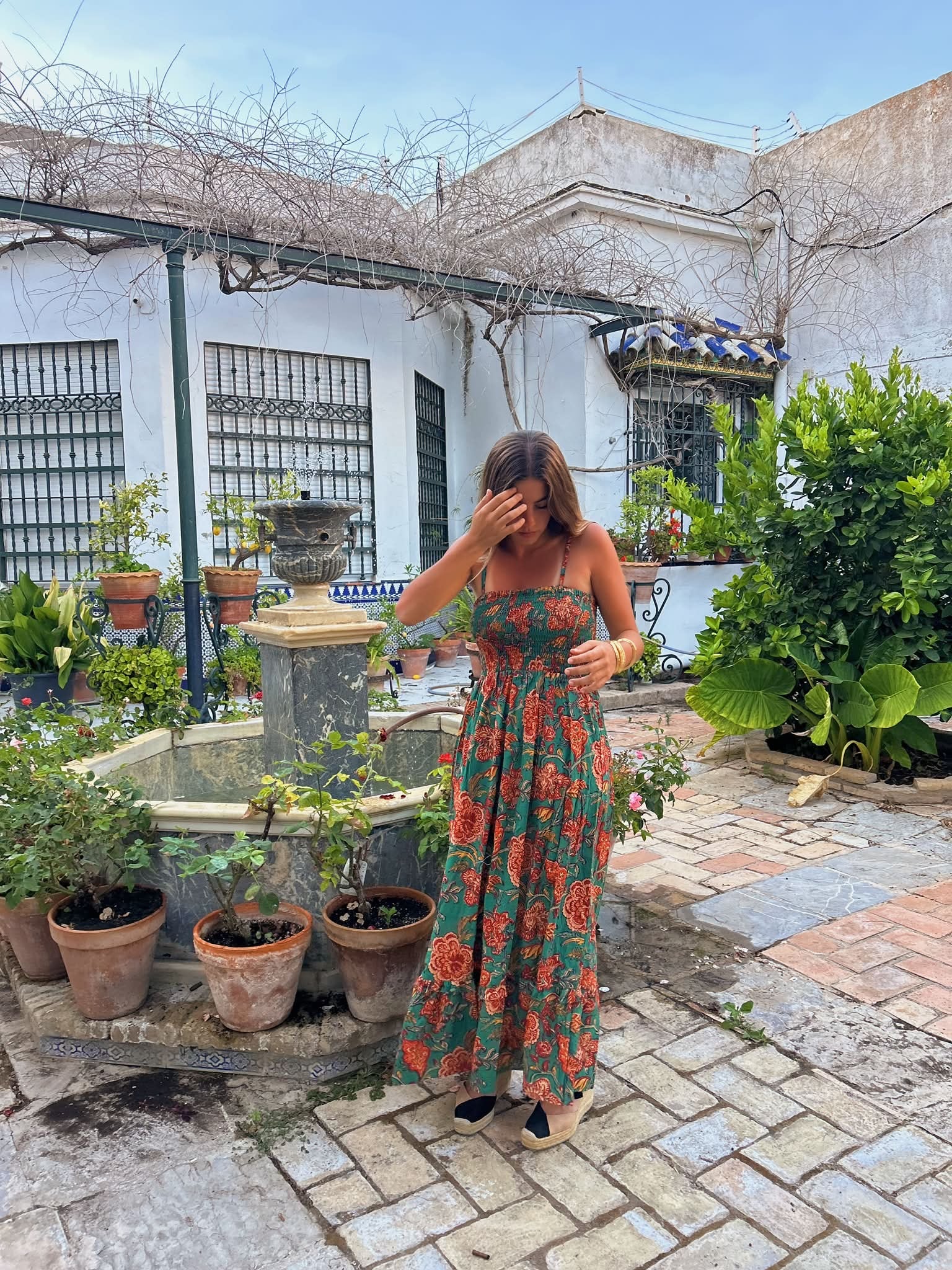 Vestido verde flores